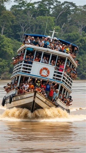 A multi-deck ferry packed with passengers speeds through the current. Due to its imbalance and heavy load, the ferry tilts and sinks slowly. This is a hyper-realistic AI-generated video, not real footage. . #unik #aneh #semuaorang #jangkauansemuaorang #jangkauan #viralindonesia #fypreel #fypindonesia #jangkauanluas #AI . | Artha Restu