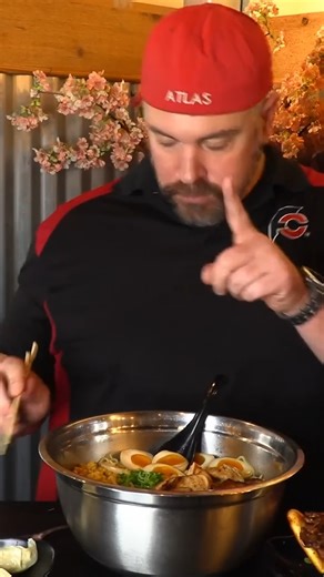 297K views · 7.5K reactions | I headed back to Louisville, Kentucky so I could attempt the "Behemoth" Japanese Ramen Bowl Challenge at Ramen House Louisville!! I had just 30 minutes to eat a supersized bowl of ramen from their menu, equivalent to about 4-5 normal-sized portions of their ramen!! Winners get the $50 meal free, a sweet hat, and their photo on the Wall of Fame!! | Randy Santel | Facebook