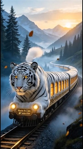 “The Magical White Tiger Train 🐅🚂 | AI Animation #shorts”