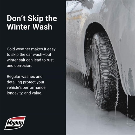 It’s easy to skip the car wash in winter—but road salt can cause serious rust and corrosion, especially underneath your vehicle. ❄️ Regular washes (with under-spray) and detailing help protect performance, extend vehicle life, and preserve value. #MightyAutoParts #WinterCarCare #MightyBrightline | Mighty Auto Parts