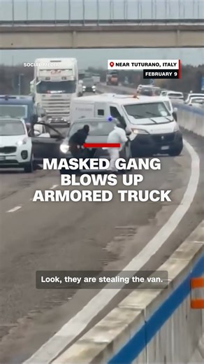 A masked gang attacked an armored truck with Kalashnikov rifles and stole a student's car on Monday as they tried to escape in a heist attempt that concluded in a firefight with the Carabinieri, the Italian police. Read more: https://cnn.it/402H48c | CNN
