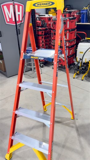 Eric Aune on Instagram: "New from @wernersafetyaboveall Ready Step folding platform step ladder. Type 1A 300lb fiberglass frame ladder. Looking forward to using this on my service van. #auneplumbing #auneshop"
