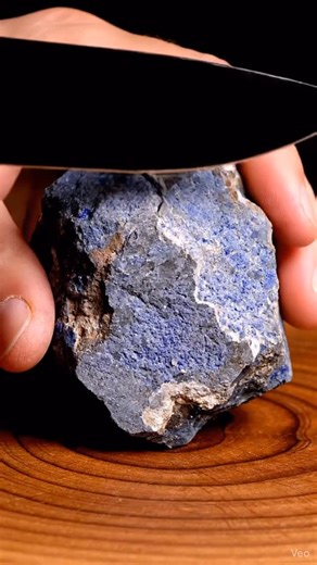 Nazima Agate | AZURITE GEODE CUTTING ASMR 💎🔪 (Headphones ON) That first crack = pure satisfaction. Dust… resistance… then the blue fire inside. 👉 Comment... | Instagram
