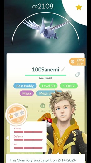 Got 100% IV Mega Skarmory! #shorts #mega #evolve #jollyjon25 #pokemon #hundo #purified
