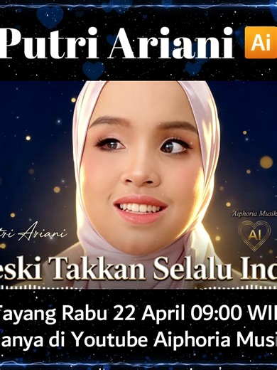 Putri Ariani – Meski Takkan Selalu Indah 🌸 Versi AI cover ini vibes-nya hangat banget, intimate, dan penuh rasa 🥺 Dipadu sama aransemen pop akustik yang simpel tapi kena di hati. Bener-bener tipe lagu yang pas banget didengerin pas lagi sendirian atau lagi mellow ✨ 🎧 Full version ada di YouTube Aiphoria Musik Tayang: 🗓️ Rabu, 22 April 2026 ⏰ 09:00 WIB Kalau kamu ngerasa “ini banget” 🤍 Like, Share, dan bantu viralin ya biar makin banyak yang ngerasain juga! #PutriAriani #MeskiTakkanSelaluInd