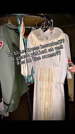 Is the wedding dress haunted?? We visited a haunted antique store that was experiencing paranormal activity on yhe second floor. We tracked the unexplained activity to a rack of clothing. When we moved the vintage wedding dress we got yelled at over the spirit box!! #haunted #hauntedtiktok #hauntedplaces #paranormal #paranormalactivity #store #weddingdress #spiritbox #antique #creepy #paranormaltiktok #ghost #spirit #ghosts #spirits #ghosthunting #hauntedfamily #exploring #ghosthunting #screammo