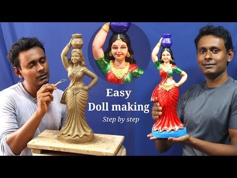 Beautiful Clay Doll making, molding & coloring step by step full process | mitti ka doll banana