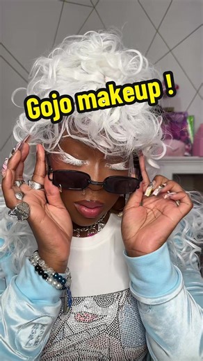 My sensitive eyes cant wear colour contacts for a long period of time so i use makeup to create the illusion #gojo #gojocosplay #jjk #cosplaymakeup #makeuptips #cosplay