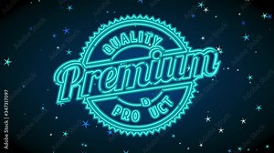 wrinkled border neon curve peripheral quality premium product with aged writing for commercial retailer advertisement