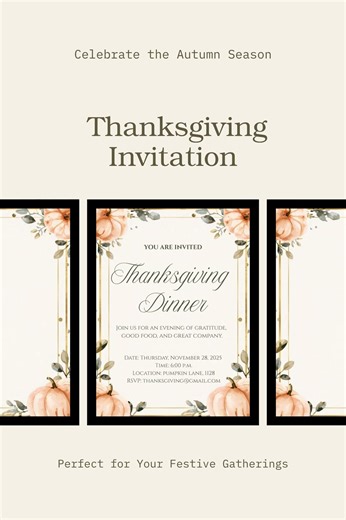 Editable Thanksgiving Invitation Template, Elegant Fall Gathering, Instant Download - Etsy