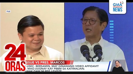 Mayroon umanong hawak si Cong. Leandro Leviste ng CCTV footage pati ng video affidavit ni dating Palace Usec. Adrian Bersamin na mag-uugnay raw kay Pangulong Bongbong Marcos sa katiwalian. Pero ang Palasyo, pinasinungalingan ang mga alegasyon. | 24 Oras