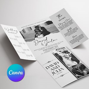 Photo Gatefold Wedding Invitation Template, Folded Wedding Trifold Invitation, Photo Booth Strip Folded Invitation, Canva Editable Template - Etsy