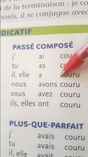 Le verbe courir au passé composé #education #maroc #français #conjugaison