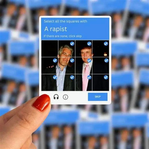 Captcha Meme Sticker: Jeffrey Epstein & Trump Parody - Political Humor - Trump Stickers - Etsy