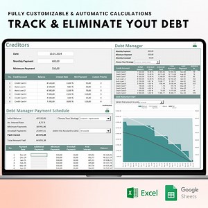 Master Your Debt | Automatic Debt Tracker Tool for Excel and Google Sheets - Etsy UK