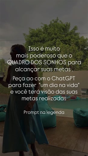 Fabiola Medeiros on Instagram: "Não é “manifestação”. Não é frase bonita. É clareza + método. Prompt ⬇️ 1. No seu bloco de notas, escreva tudo o que você sonha para o seu futuro. Objetivos, desejos, estilo de vida, trabalho, dinheiro, rotina. O que você quer ter, fazer e ser. Pense grande mesmo. Só você está vendo isso! 2. No ChatGPT, escreva: “Conte uma história de um dia na vida do meu eu futuro com base nessa descrição:” Depois, cole todo o texto do seu bloco de notas . 3. Leia essa história 