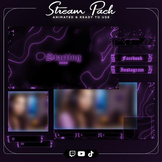 Animated Stream Pack: Neon Purple Topographic Overlay (digital Download) - Etsy