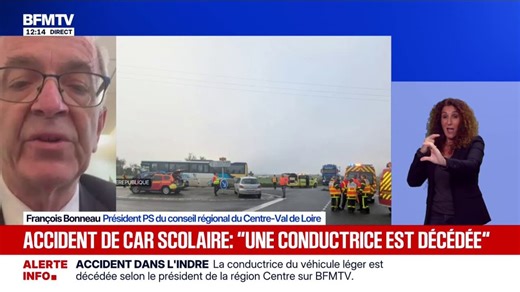 Accident de car scolaire dans l'Indre: "La voiture est venue percuter l'arrière du car", indique le président du conseil régional du Centre-Val de Loire