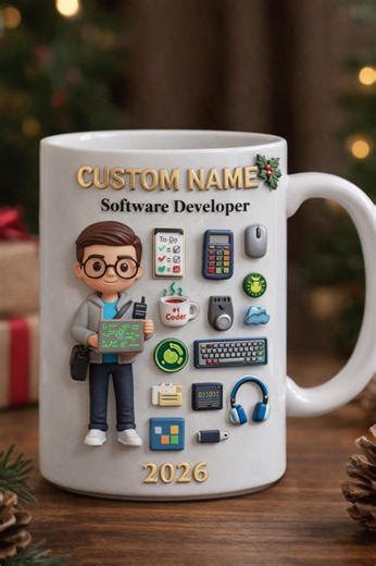 Custom Software Developer Mug, 3D Embossed Coder Coffee Cup, Programmer Gift, Tech Mug - Etsy