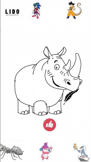 Cartoon Rhino Drawing – Easy Step by Step Art #lidoartworks