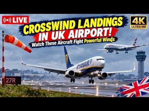 Extreme Crosswind Landings in UK Airport! Watch These Aircraft Fight Powerful Winds 4K