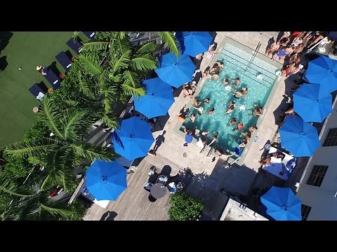 Aerial Video Miami Beach Pool Party at Catalina Hotel Rooftop