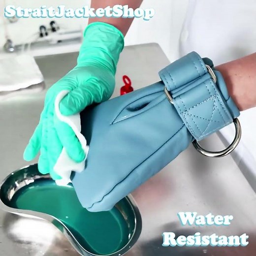 Blue Water Resistant Mittens with Segufix Locks from Straitjacketshop