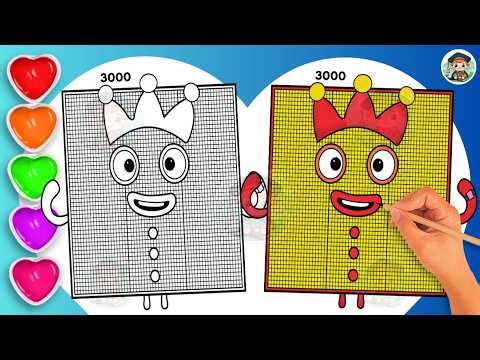 How To Draw Numberblock 3000 Coloring🌈 - Learn to draw Numberblock 3000 Coloring for kids