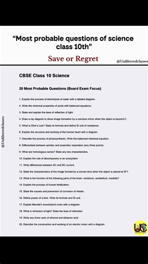 90% CHANCE! Most Expected Science Questions Class 10 😱 #shorts #unfilteredclasses