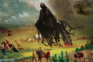 Klee Benally, The Dark Mark of Manifest Destiny (After John Gast, American Progress,1872), GIF This work is featured in a new virtual exhibition by the Natural History Institute: Beauty Passing Through Us: Natural History and Art as Intervention An Exhibit in Support of Extraction: Art on the Edge of the Abyss Check it out online at Natural History Institute, Prescott, Arizona: https://naturalhistoryinstitute.org/art-exhibition/ The artist writes: I took John Gast’s infamous 1872 painting that q