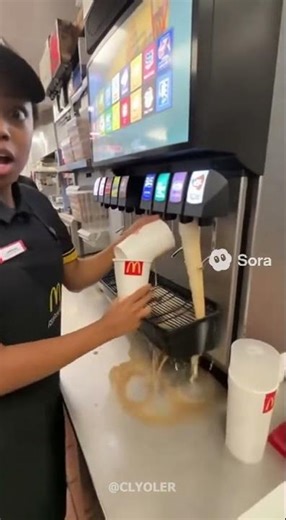 Soda Machine Explodes in McDonald’s! 💥 #sora #sora2