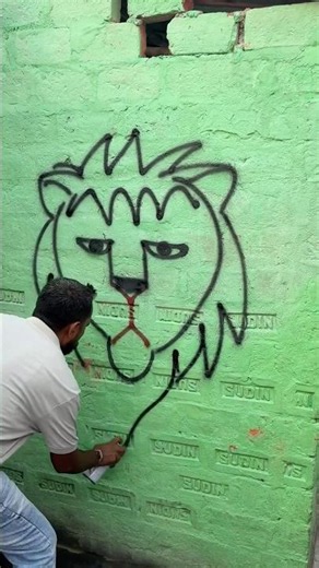 Lion face drawing new easy trick 😳 #art #shorts