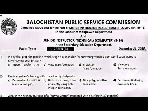 BPSC Senior Instructor (Computer) BPS-16 | Male & Female Recruitment
