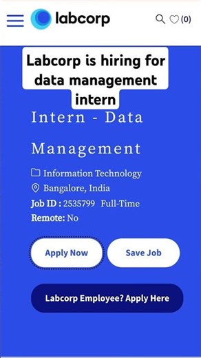 Labcorp is hiring for data management intern apply fast link in pinned comment