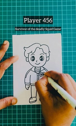 Drawing Squid Game Player For Kids| How To Draw Squid Game Player 456 | Easy Step by Step Drawing