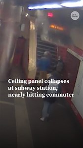 87K views · 278 reactions | A Massachusetts woman was nearly hit by a falling ceiling tile that came down inches from her face at a subway stop. | USA TODAY | Facebook