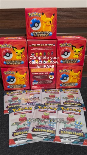 Infinite Adventures PH on Instagram: "Okay JolliFAM, look what I just got! 👀 The @jollibee Pokémon Evolution Surprise Kids Meal is finally here! It comes with a free Pokémon toy or activity— and wait for it… I even got 1 FREE Pokémon Trading Card Game fun pack (limited offer) yesterday! 🃏🔥 Available nationwide from Feb 1 to Mar 31, so if you’re collecting or you’ve got a Pokémon fan at home, you better run, not walk 🏃‍♀️ Complete your collection now, #JolliFAM! #jollibee #pokemon #jollibeepo
