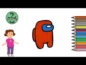 How to Draw Among Us Character Crewmate - Easy drawing, painting and coloring for kids