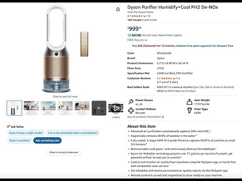 Watch Before You Buy The Dyson Purifier Humidify+Cool PH2 De-NOx​