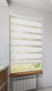 Amazon.com: Lumi Cordless Light Filtering Zebra Shades - White 27" x 72" : Home & Kitchen