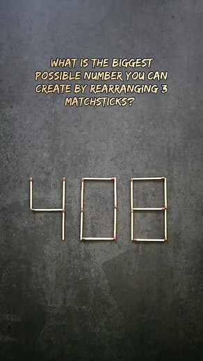 688K views · 1.6K reactions | By rearranging Three matchsticks create the biggest possible number. #puzzle #matchsticks #Number #move #create #try | Everyday Discoveries | Facebook