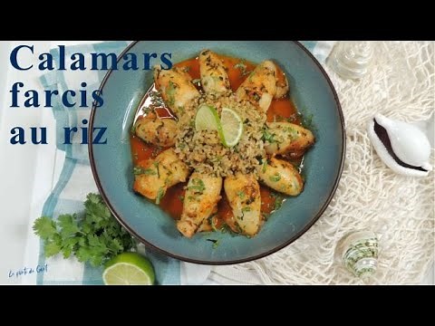Calamars farcis au riz, un plat complet et convivial. Recette rapide et facile.!
