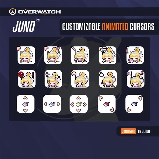 Cursor Juno Corazón de la Esperanza de Overwatch: conjunto de punteros de ratón animados con diseño de pixel art personalizado - Etsy México