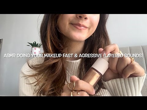 ASMR doing your makeup fast & agressive (whispering, layered sounds, tapping) 💄