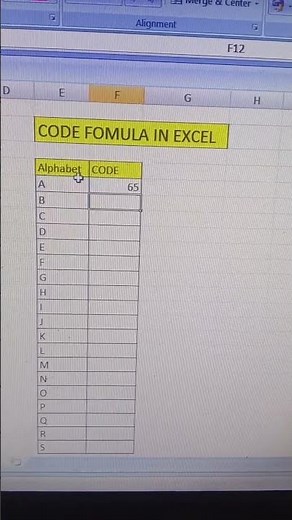 code formula in Excel