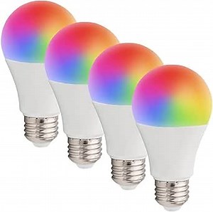 Maxxima Smart WiFi Light Bulb, LED Color Changing A19 Luvoni Bulb, Compatible with Alexa and Google Home Assistant, 800 Lumens, Bluetooth/WiFi Enabled, Controlled via App, 4-Pack