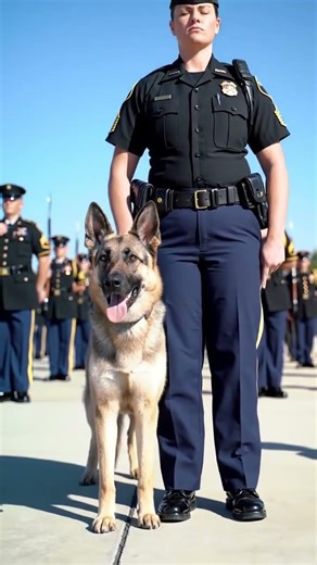 A military working dog being recognized as part of a formal troop formation