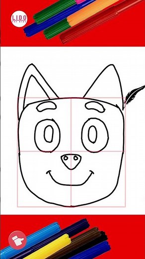 How to Draw Bluey’s Face with Guidelines Easy Drawing for Kids #Lidoartworks