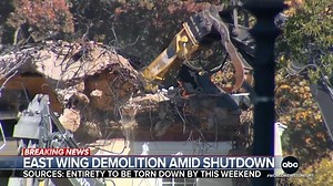 635K views · 17K reactions | As the government shutdown enters its fourth week, sources tell ABC News that the entire East Wing of the White House is expected to be demolished as soon as this weekend to build Pres. Trump's $300 million ballroom. Mary Bruce has the latest. https://abcnews.link/yutuO7l | ABC World News Tonight with David Muir | Facebook