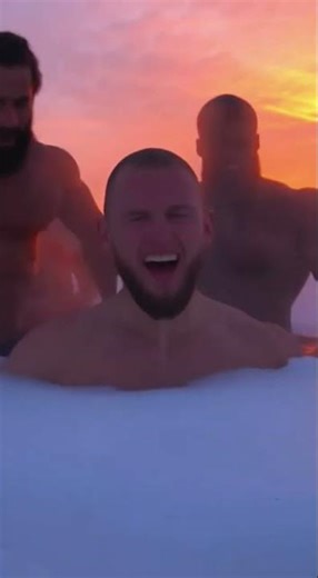 Cold Shock Challenge: Bodybuilders Jump Into Freezing Water Laughing